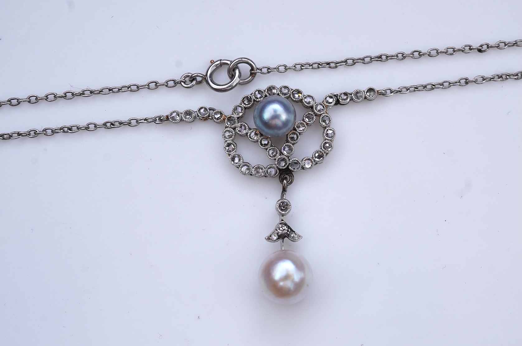 A Belle Epoque pearl and diamond pendant, early 20th century